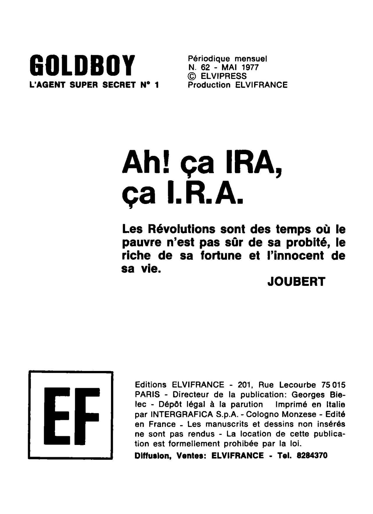 Goldboy 062 - Ah! ça ira, ça I.R.A -  - Mai 1977 numero d'image 2