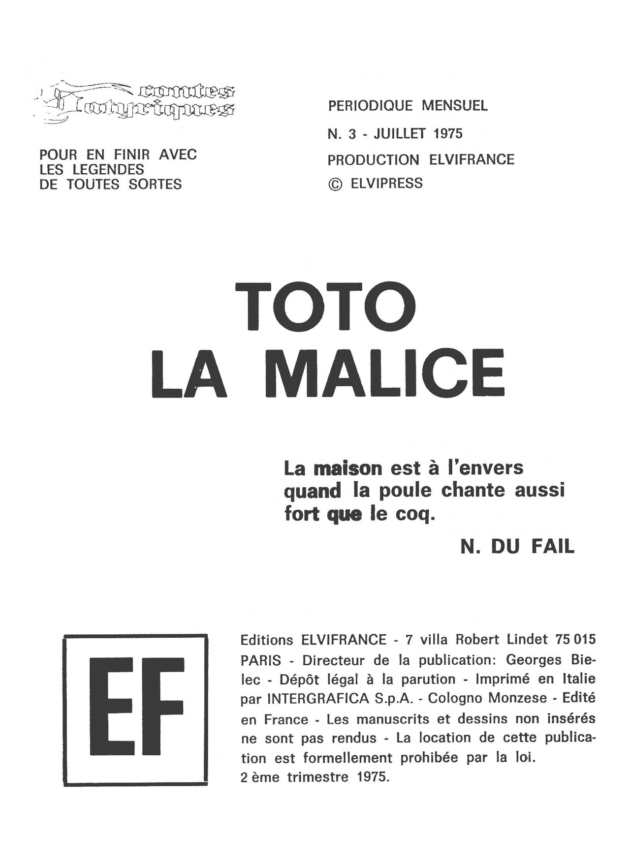 Elvifrance - Contes satyriques - 003 - Toto la malice numero d'image 2